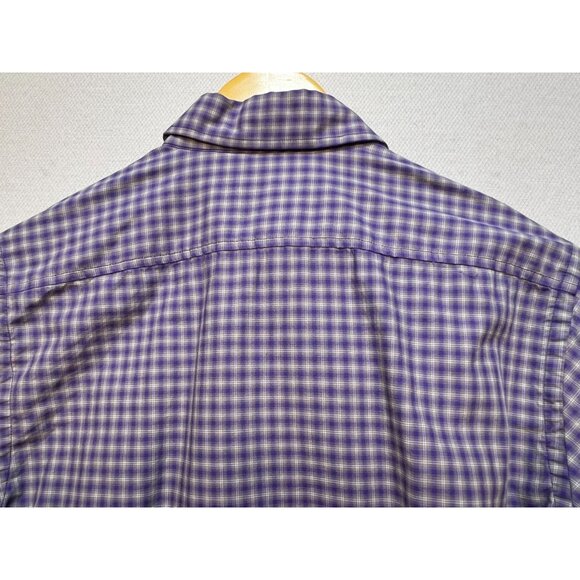 J Maverick Men's Slim Fit Button Up Shirt Size S Purple Blue White Check - Picture 9 of 9